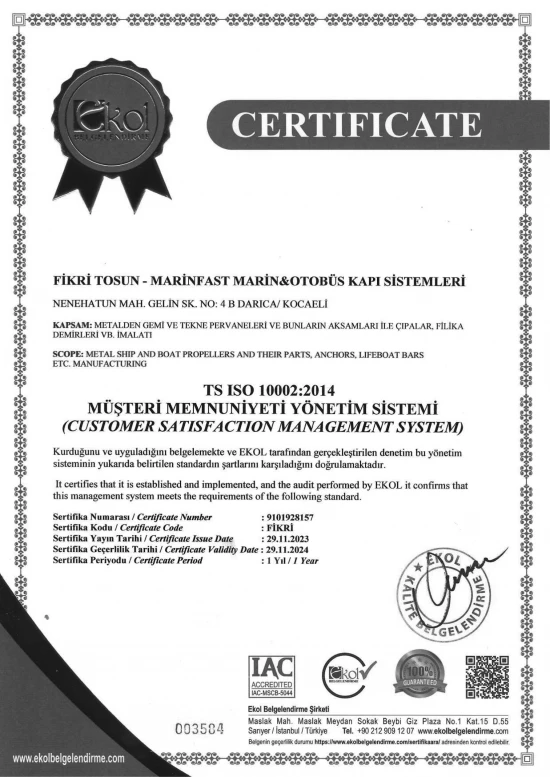 TS ISO 14002 BELGESİ