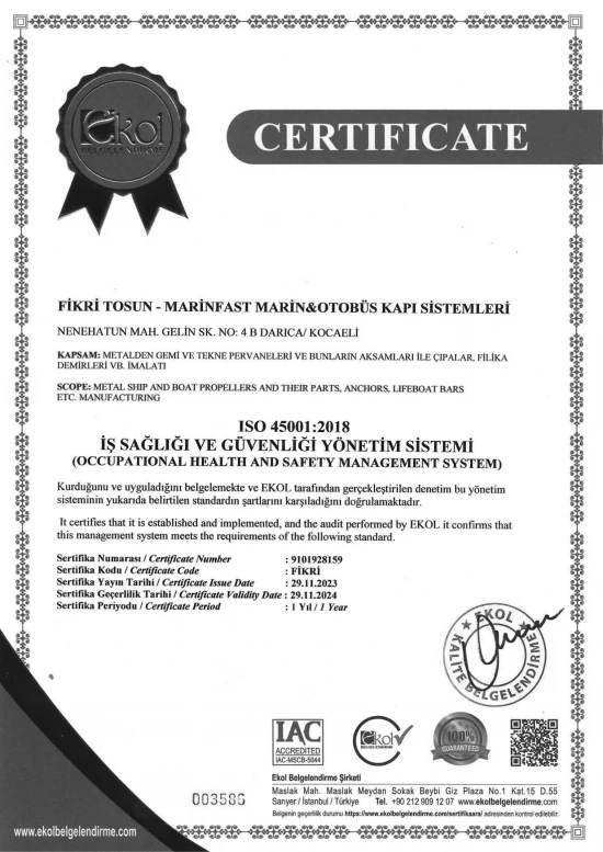 ISO 45001 BELGESİ